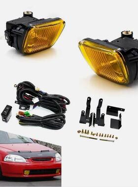 适用于96-98款本田思域改装前雾灯方块黄色雾光灯总成2/3/4DR/EK3
