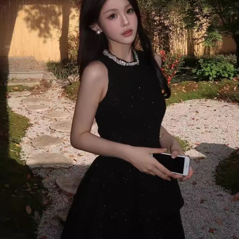 法式小香风背心连衣裙女夏季大码胖mm高级感富家千金晚礼服蛋糕裙
