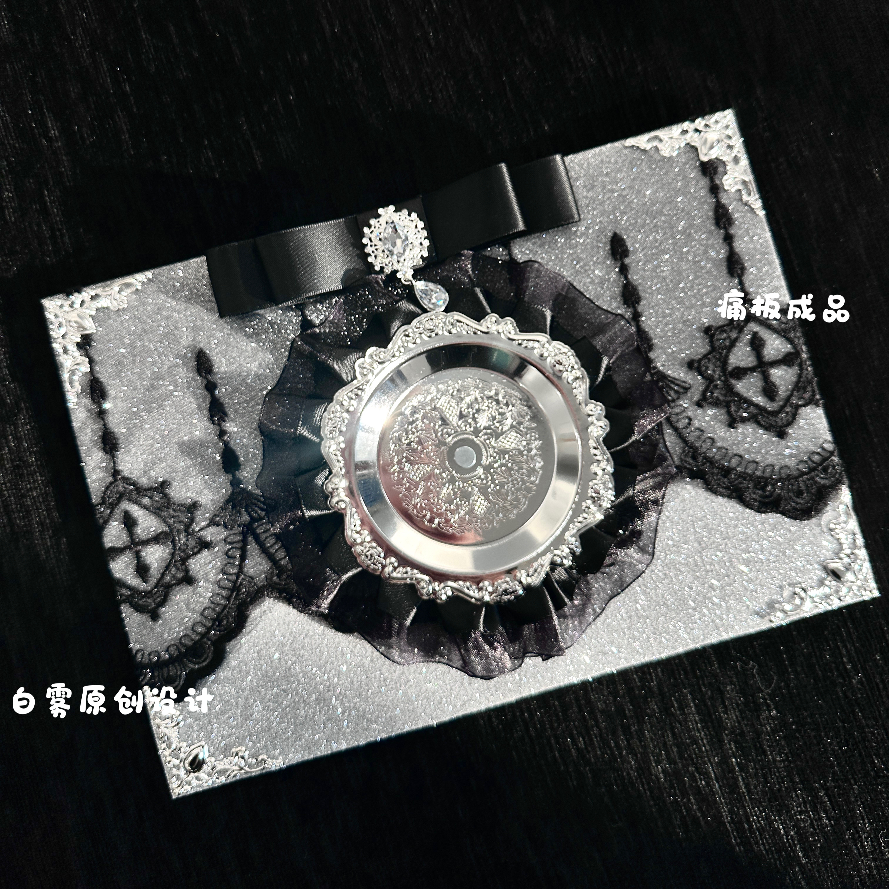 白雾原创痛板成品蕾丝花边痛包扎板二次元礼物蝴蝶结吧唧托谷美