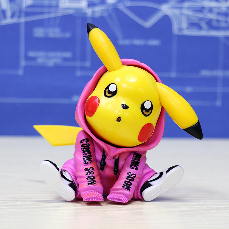 皮卡丘手办潮服迷彩公仔神奇宝贝精灵玩具玩偶周边摆件男女礼物