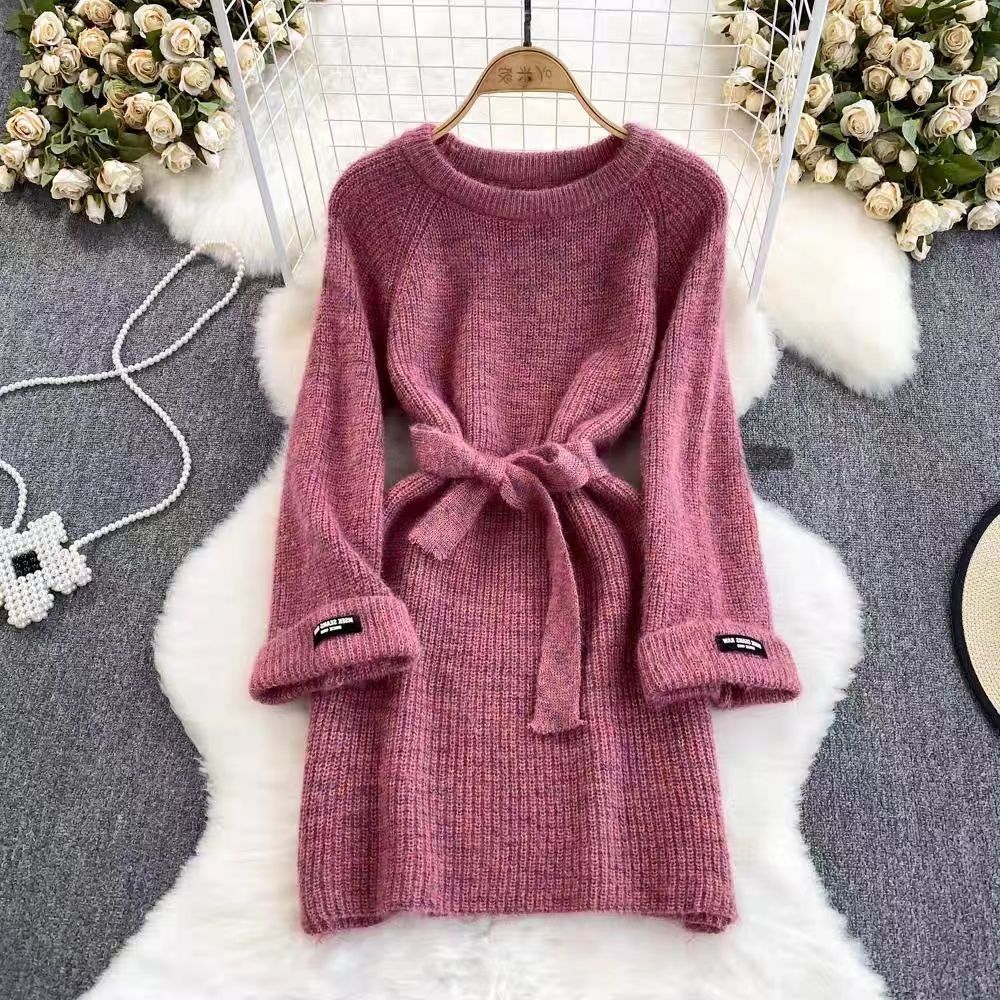 长款毛衣穿搭收腰韩版捡