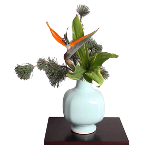 青瓷花瓶插花花器日本小原流花道豆青瓶中式禅意器皿日式插花器