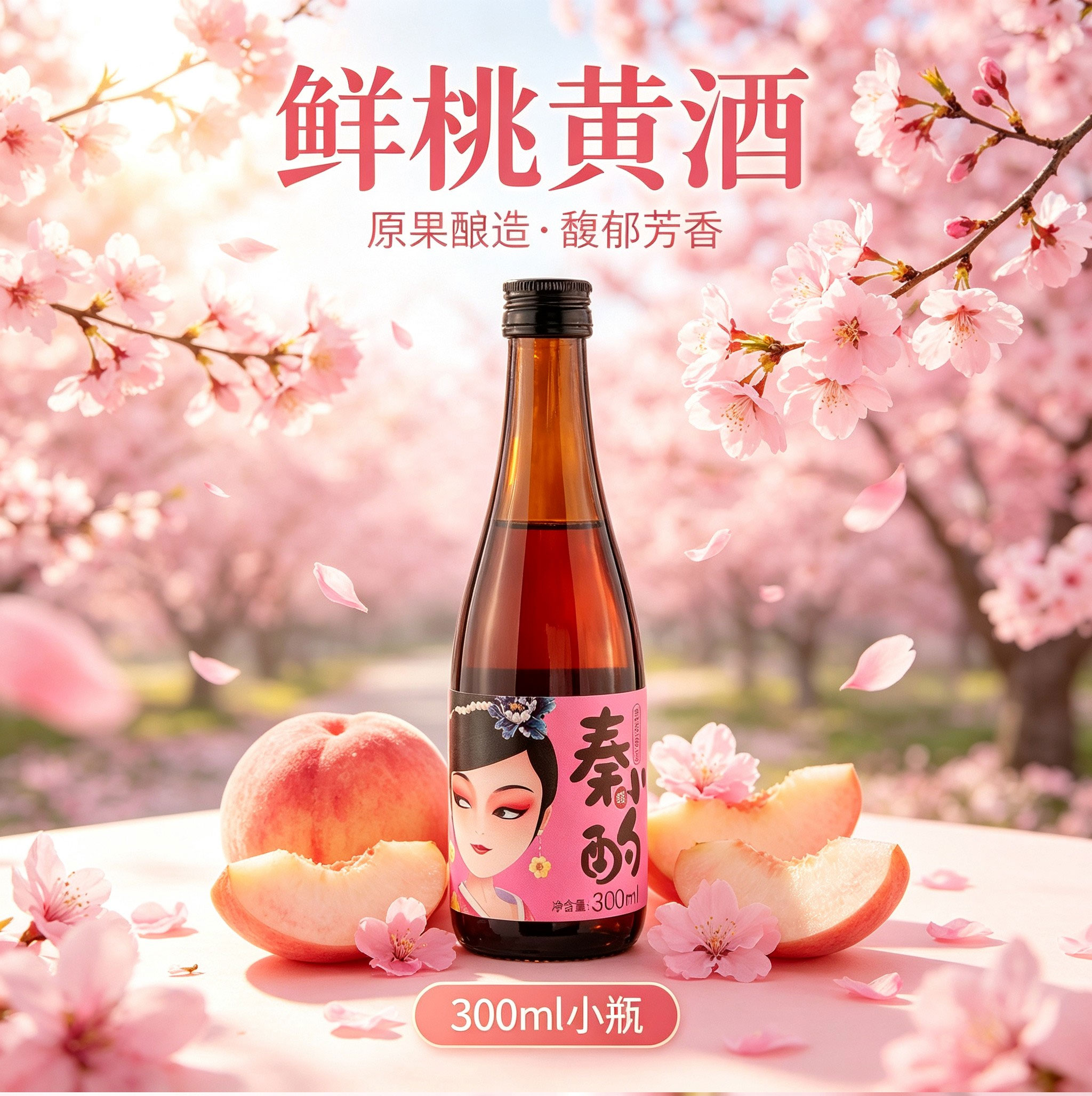 秦小酌鲜桃甜黄酒300ml