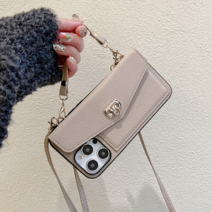 适用于苹果13手机壳新款斜挎iPhone14promax高档奢华11pro背包式女款带挂绳潮牌奢侈插卡包12promax网红手提