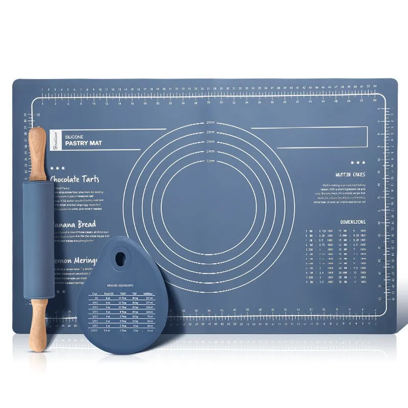 食品级硅胶擀面杖家用三件套和擀面板揉面垫加厚加大和面烘焙工具