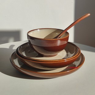 复古法式陶瓷餐具套装碗盘家用餐厅菜盘大碗沙拉碗深盘意面盘汤盘