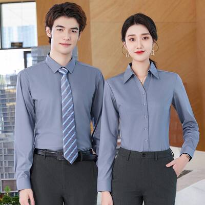 裁布匠女长袖修身竹纤维灰色衬衫