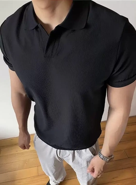 Thirteen美式海鸥领POLO衫翻领短袖男士运动休闲半袖时尚百搭T恤