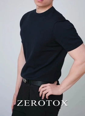 Premium Cotton纯棉纱针织修身男士短袖T恤60支经典提花圆领简约