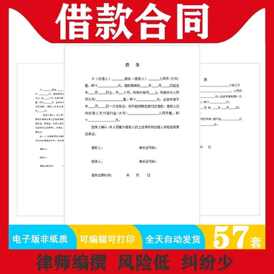 个人借款合同范本借条欠条收条私人现金欠款收据担保协议电子模版
