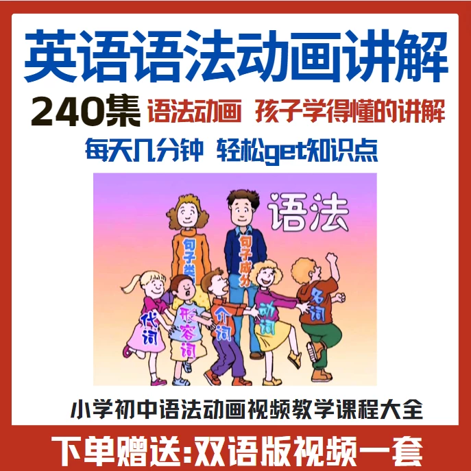 小学初中英语语法动画视频教程搞定所有英语语法知识视频素材