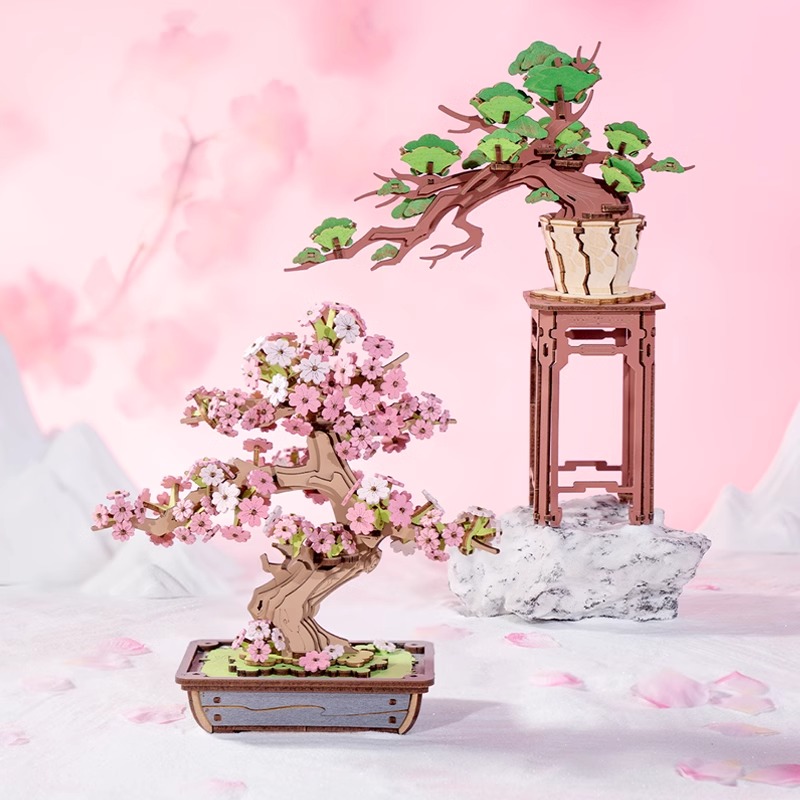 rolife若来樱花树3d立体拼图木质玩具拼装模型积木手工成人女