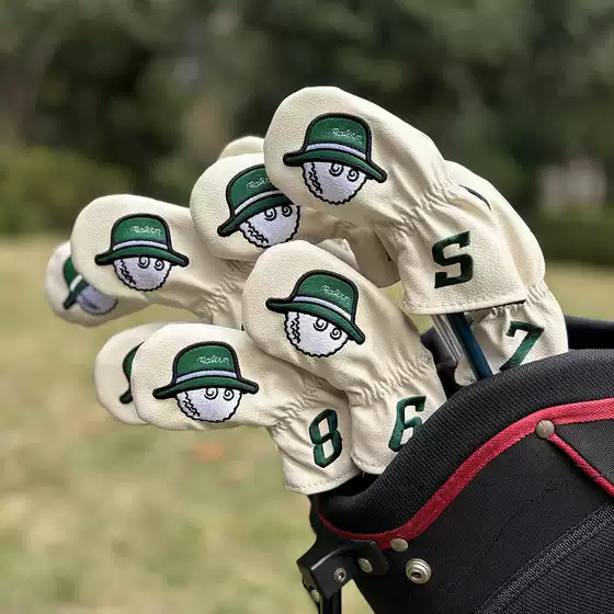 Golf Club Iron Protective Cover Fisherman Embroider Pu Wedge Sand Club Cap Cover Golf Club