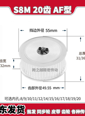 ECFS8M20齿宽27/32免键轴衬250同步轮AF型300胀紧涨套内孔8-20mm