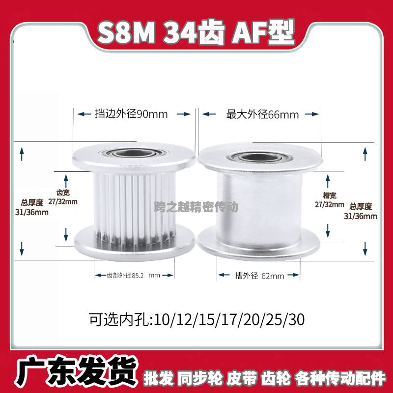 AHTF/EVDS8M34齿宽27/32光面250同步惰轮300张涨紧轮内孔10-30mm