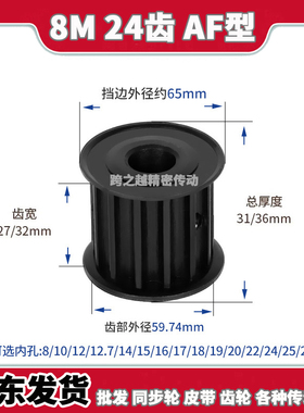 BLA188M24齿250槽宽27/32AF型两面平S45C碳钢同步轮300内孔8-28mm