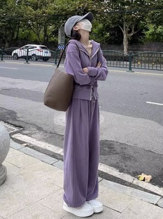 韩版 运动服套装 2024新款 宽松显瘦休闲时尚 女春秋季 洋气卫衣两件套