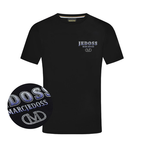 JEDOSS/爵迪斯男装春夏新款简约立体字母水晶砂短袖T恤AM029
