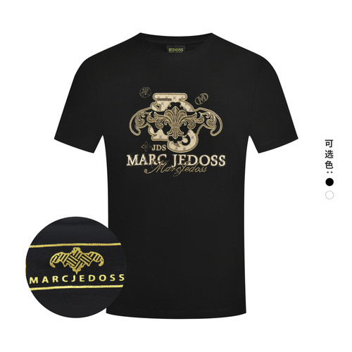 JEDOSS/爵迪斯男装2025春季新款LOGO烫钻厚板胶印短袖T恤潮HM138