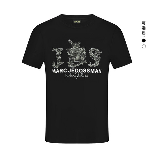 JEDOSS/爵迪斯男装2025春夏新款欧式珠片刺绣烫钻短袖T恤BZ153