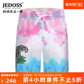 爵迪斯男装 夏季 新款 印花刺绣烫钻休闲针织中裤 潮流花色014 JEDOSS