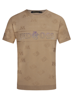 JEDOSS/爵迪斯男装夏季专柜新款字母烫钻满印短袖针织衫BS013