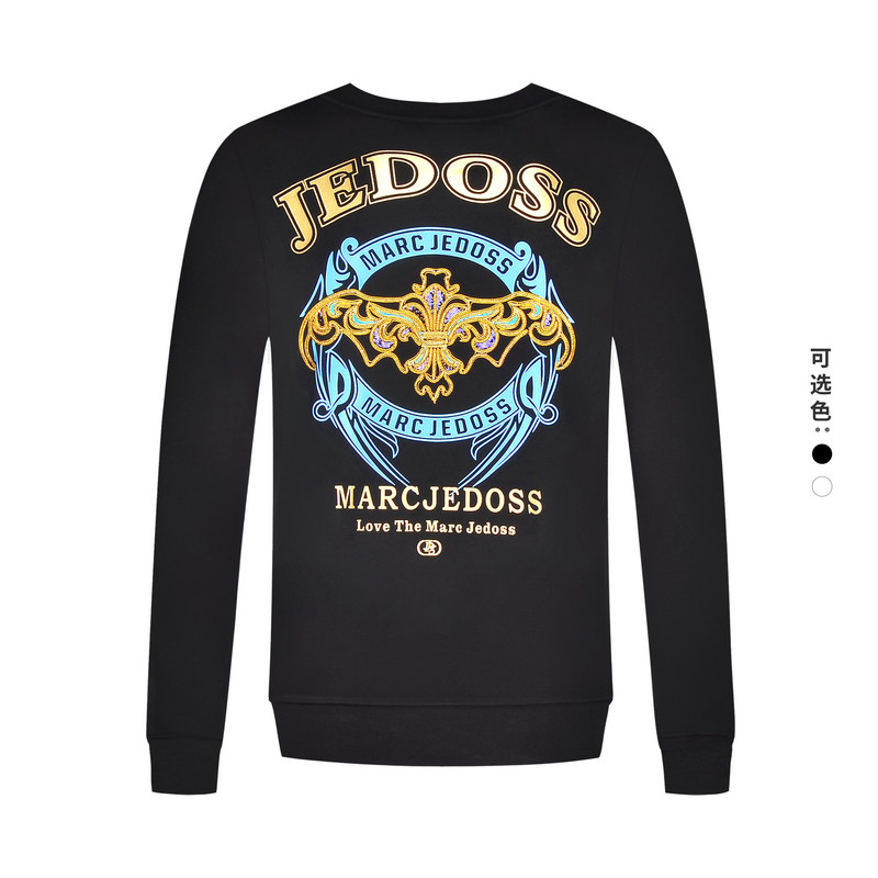 JEDOSS/爵迪斯男装2025秋季新款字母LOGO金线刺绣长袖卫衣薄BZ172