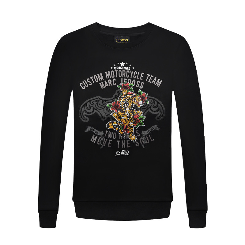 JEDOSS/爵迪斯男装秋冬新款老虎字母印花修身无帽圆领卫衣004