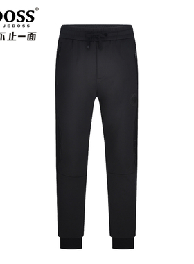 JEDOSS/爵迪斯男装秋冬专柜新款黑色logo胶印运动针织休闲裤1351