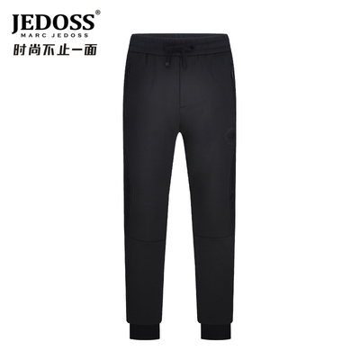 JEDOSS/爵迪斯男装秋冬专柜新款黑色logo胶印运动针织休闲裤1351