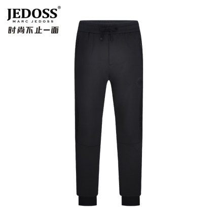 JEDOSS/爵迪斯男装秋冬专柜新款黑色logo胶印运动针织休闲裤1351