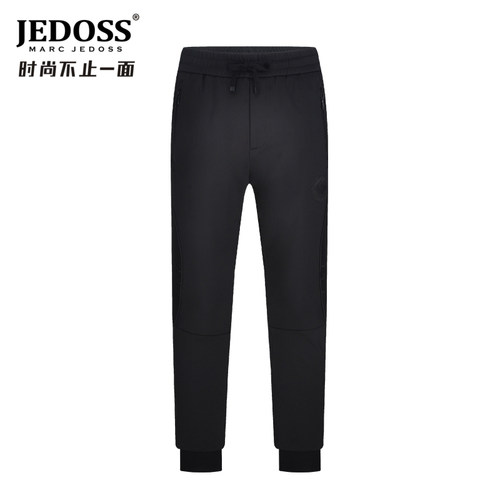 JEDOSS/爵迪斯男装秋冬专柜新款黑色logo胶印运动针织休闲裤1351