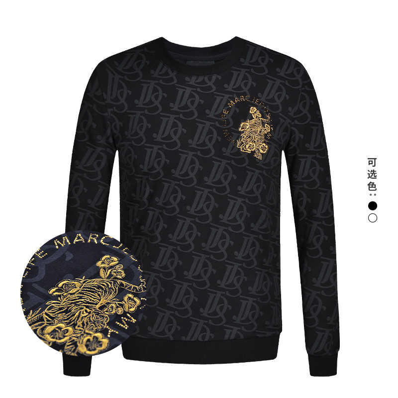 JEDOSS/爵迪斯男装春季专柜同款满印烫金老虎修身无帽卫衣115