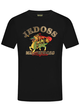JEDOSS/爵迪斯男装初春新款祥瑞麒麟刺绣修身短袖T恤HM571