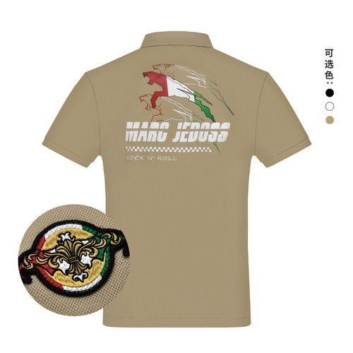 JEDOSS/爵迪斯男装2025夏季新款猎豹章仔刺绣胶印短袖POLO衫AM021