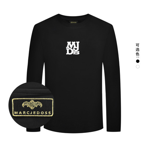 JEDOSS/爵迪斯男装秋冬新款简约字母植绒基础款长袖T恤BS040