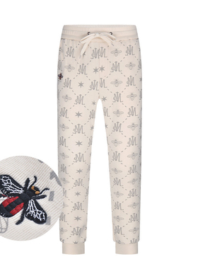 JEDOSS/爵迪斯男装秋冬新款满印花蜜蜂休闲束脚加绒针织裤BS725