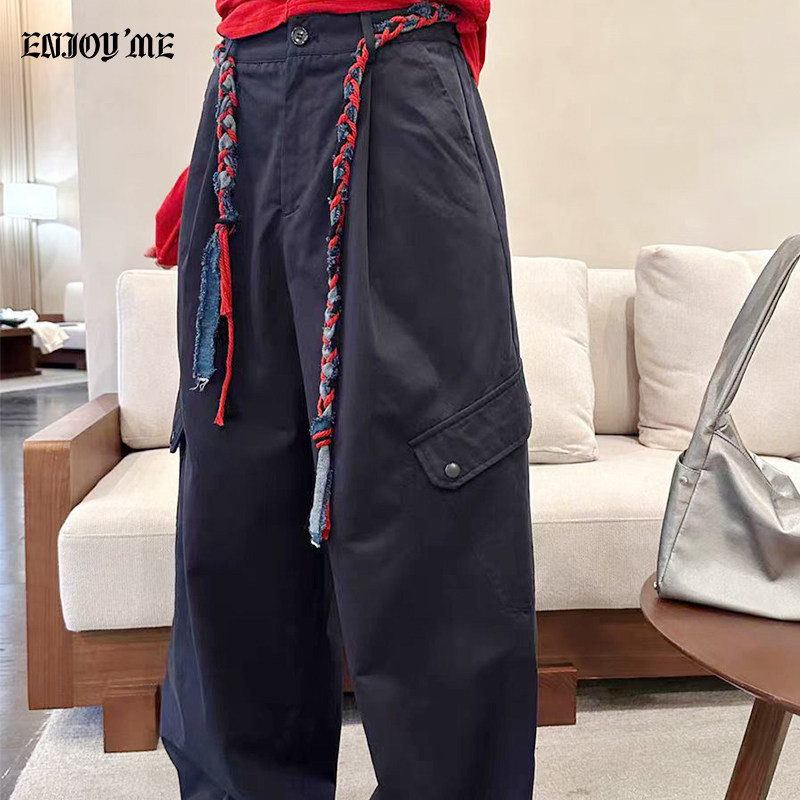 ENJOYME 商场同款美式复古抽绳休闲裤女秋季新款宽松显瘦工装裤子,女装/女士精品,休闲裤,淘宝优惠券,粉丝福利购,淘宝优惠卷