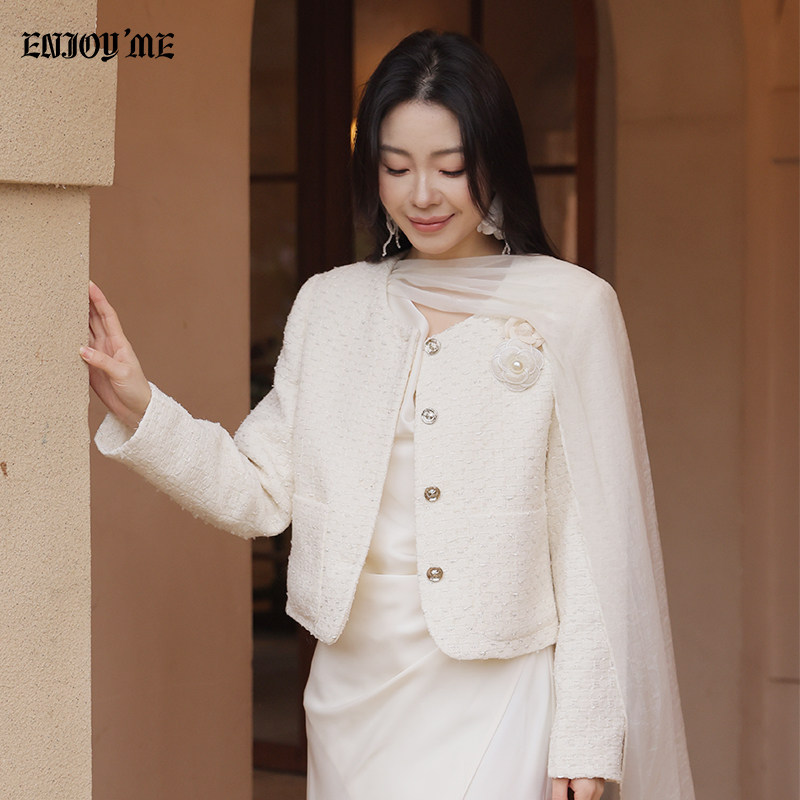 ENJOYME商场同款法式设计感飘带连衣裙女2026春季收腰显瘦A字长裙,女装/女士精品,连衣裙,淘宝优惠券,粉丝福利购,淘宝优惠卷