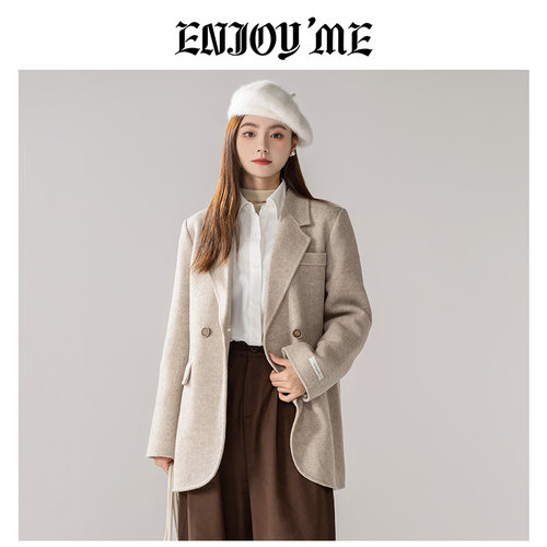 ENJOYME韩版休闲西装毛呢外套
