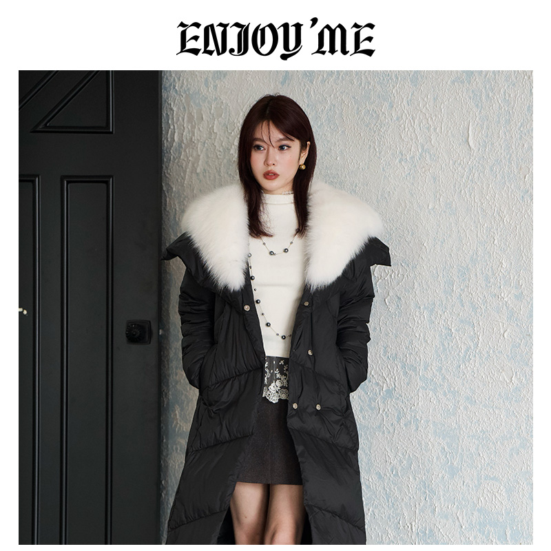 ENJOYME商场同款毛领绒羽绒服
