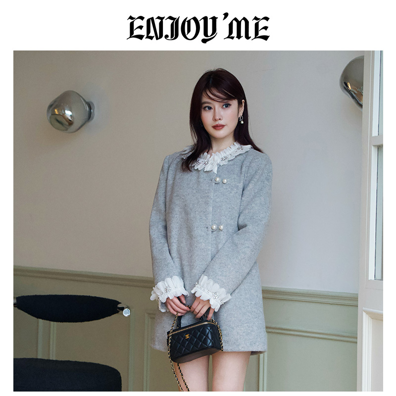 ENJOYME气质花边拼接上衣