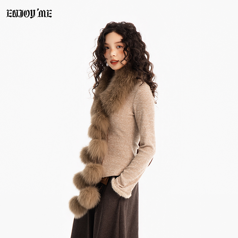 ENJOYME韩版抽绳针织开衫