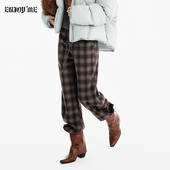 复古风格 纹阔腿裤 女冬季 ENJOY商场同款 高腰直筒休闲百搭显瘦长裤