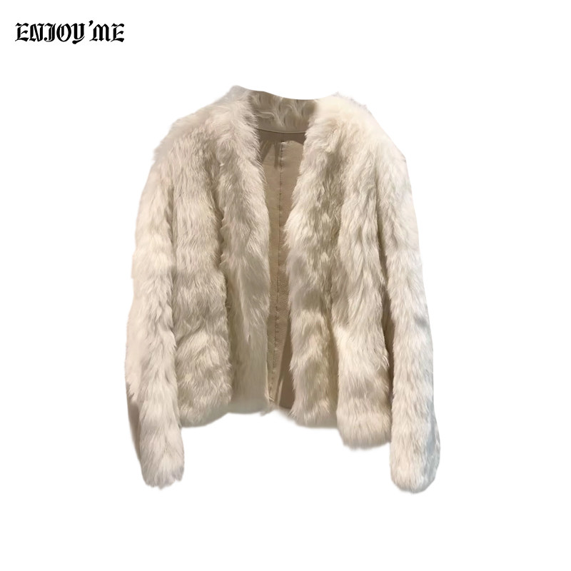 ENJOYME商场同款托斯卡纳皮毛一体直毛皮草女2025冬V领短款外套,女装/女士精品,皮草,淘宝优惠券,粉丝福利购,淘宝优惠卷