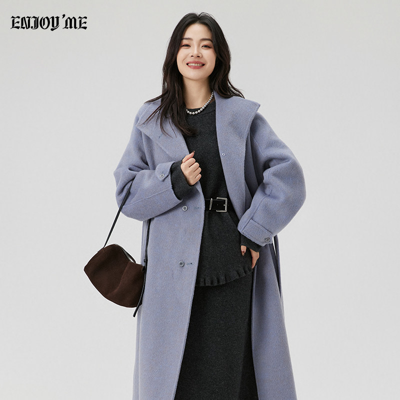 ENJOY英伦风双排扣立领大衣