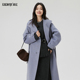 ENJOY商场同款 百搭毛呢外套 时尚 英伦风双排扣立领大衣女长款 冬季
