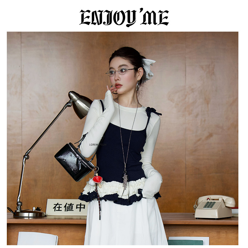 ENJOYME商场同款花边假两件上衣