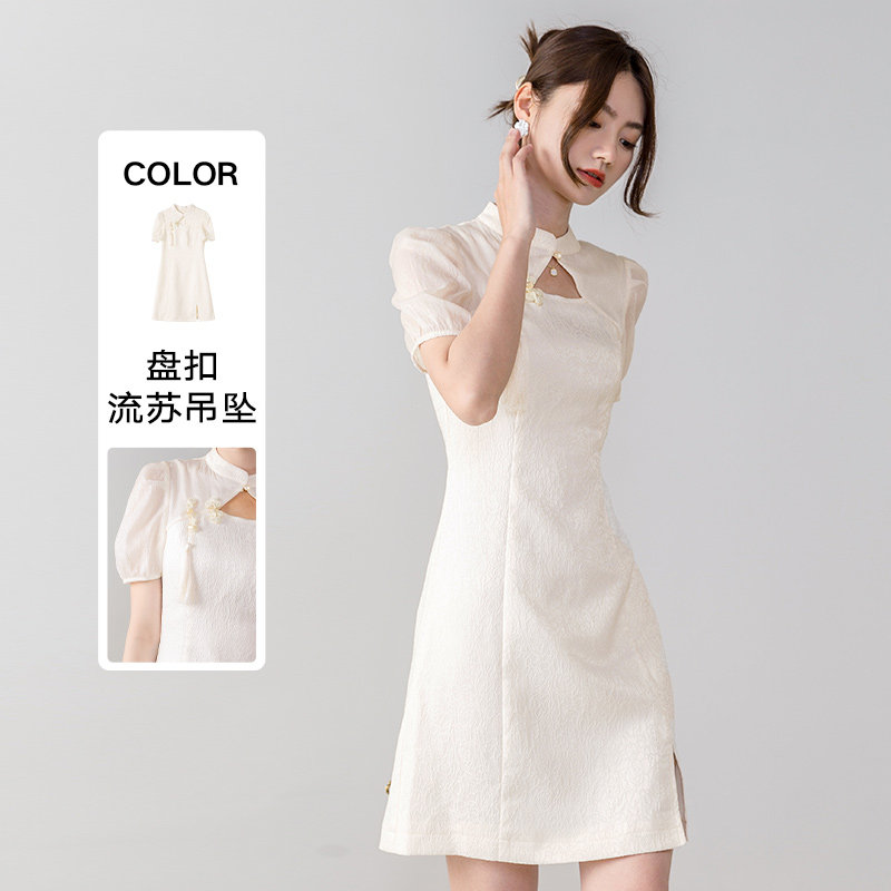enjoy新中式改良旗袍年轻款女装设计感小众气质少女赫本风连衣裙