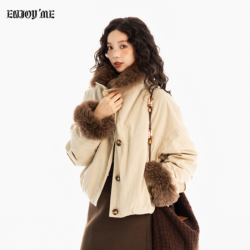 ENJOYME美式复古毛领派克服